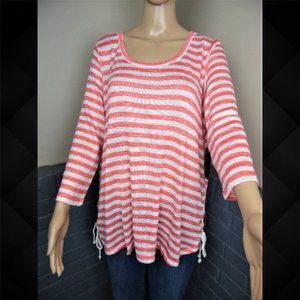 Almost Famous Coral & White Blouse Size 2X